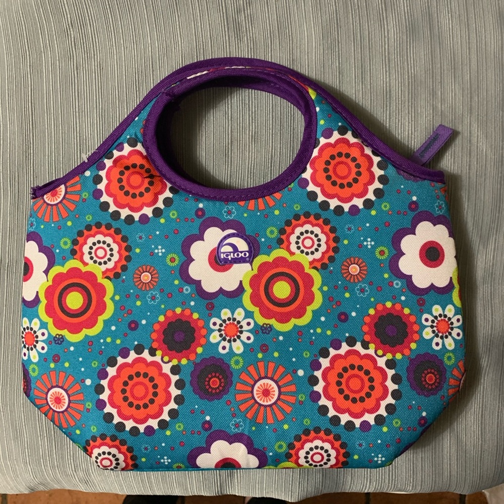 Igloo teal colorful floral insulated lunch tote- NWOT